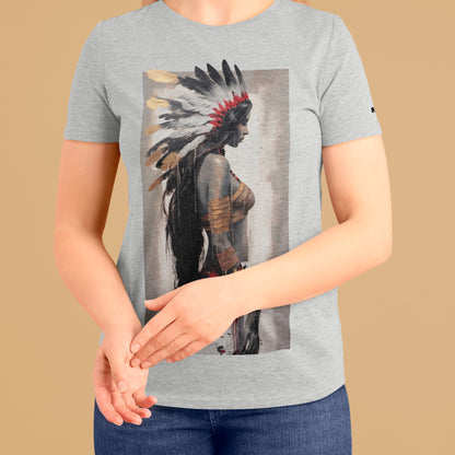 female model wearing athletic heather Sundari: A Glimpse of Beauty Unisex t-shirt