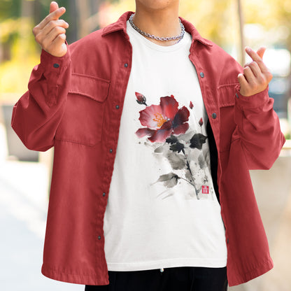 male model wearing white Palette Poetry Unisex t-shirt