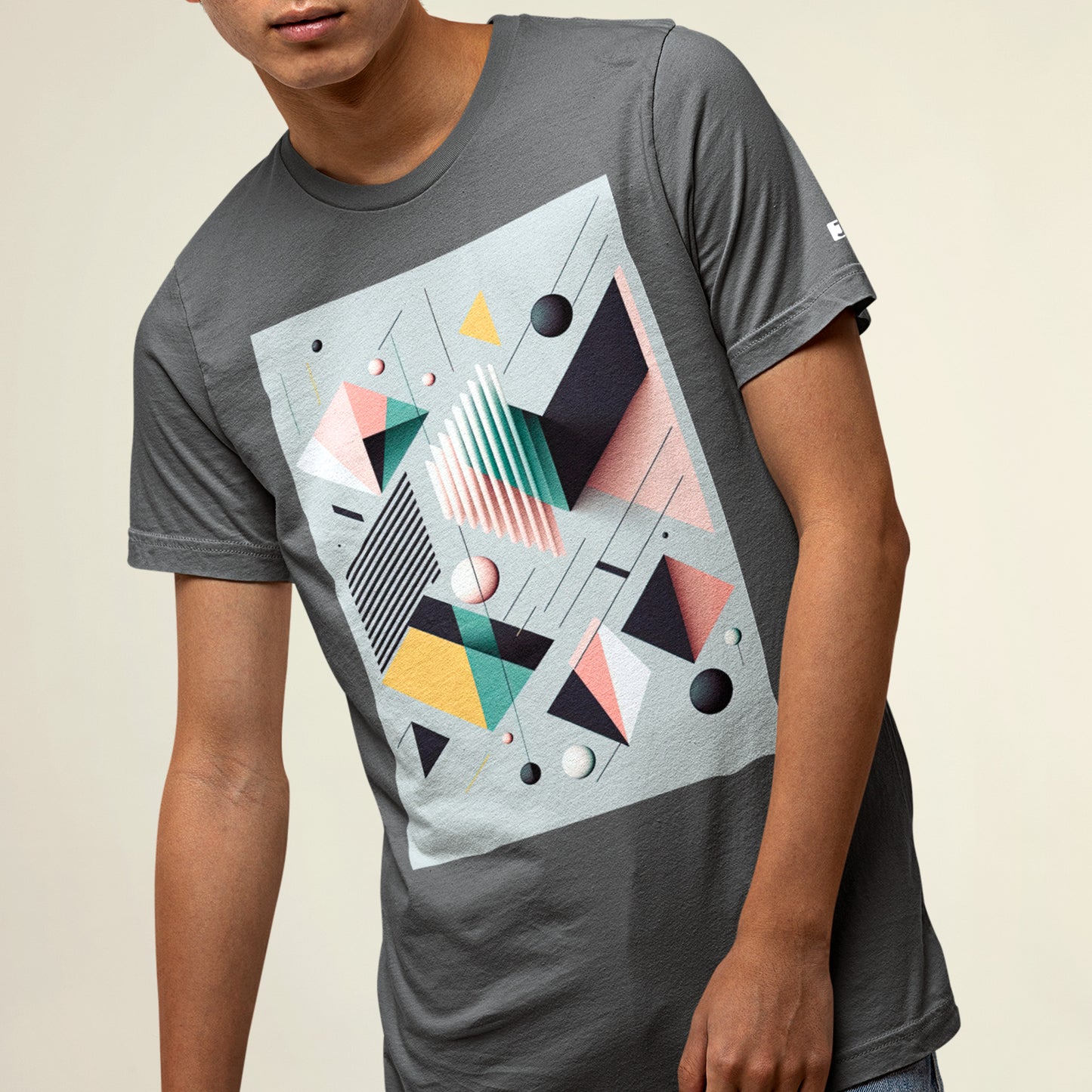 model wearing Sleek Abstraction Unisex t-shirt