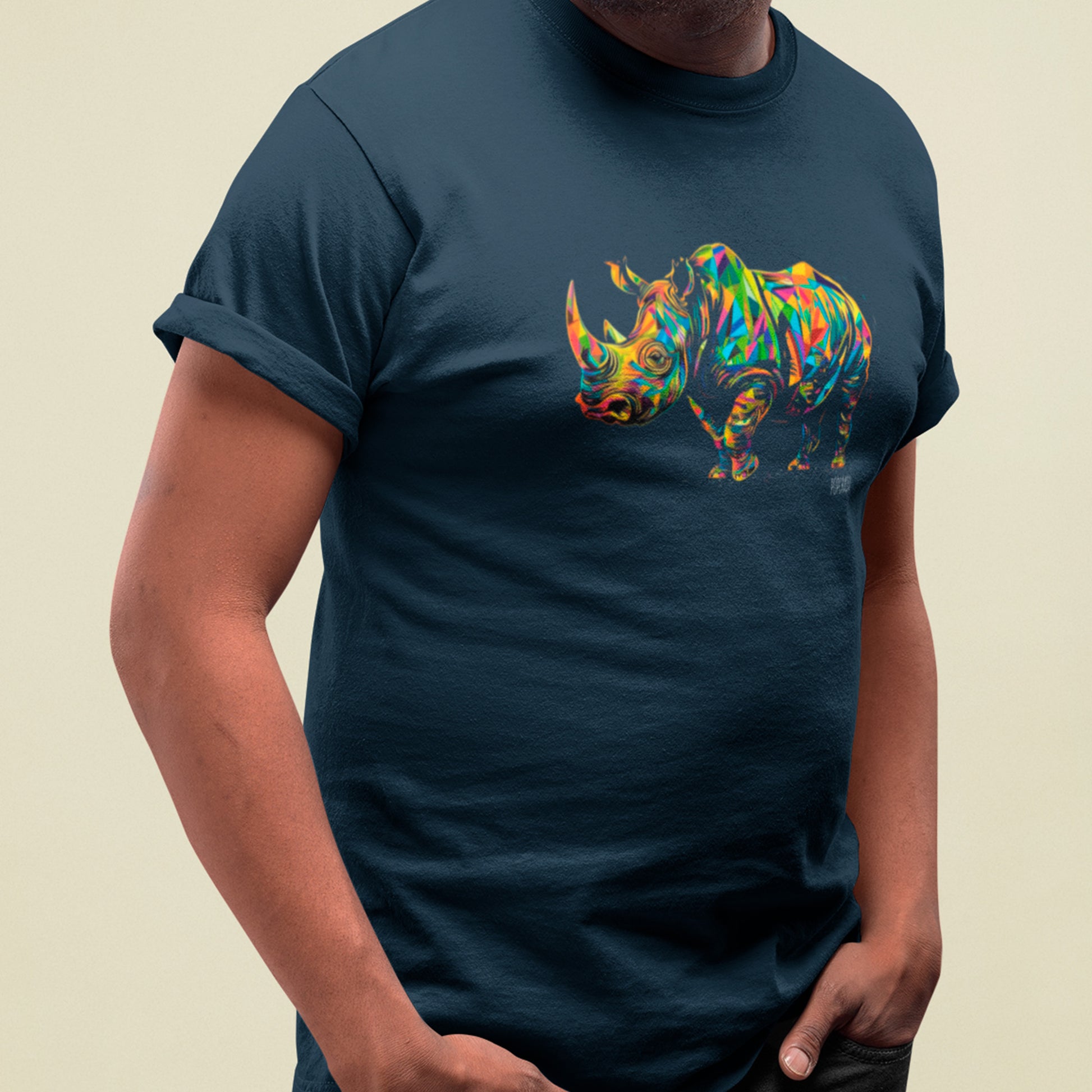 male model wearing POPCRASH Unisex organic cotton t-shirt, in black
