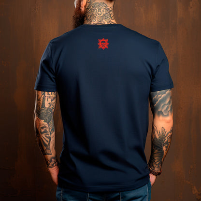 back view of model wearing Sailor's Bite Unisex t-shirt