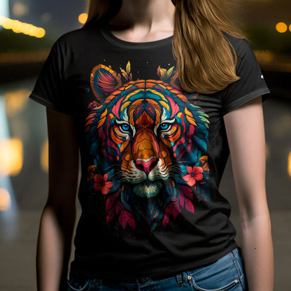 female model wearing Feline Odyssey Unisex organic cotton t-shirt