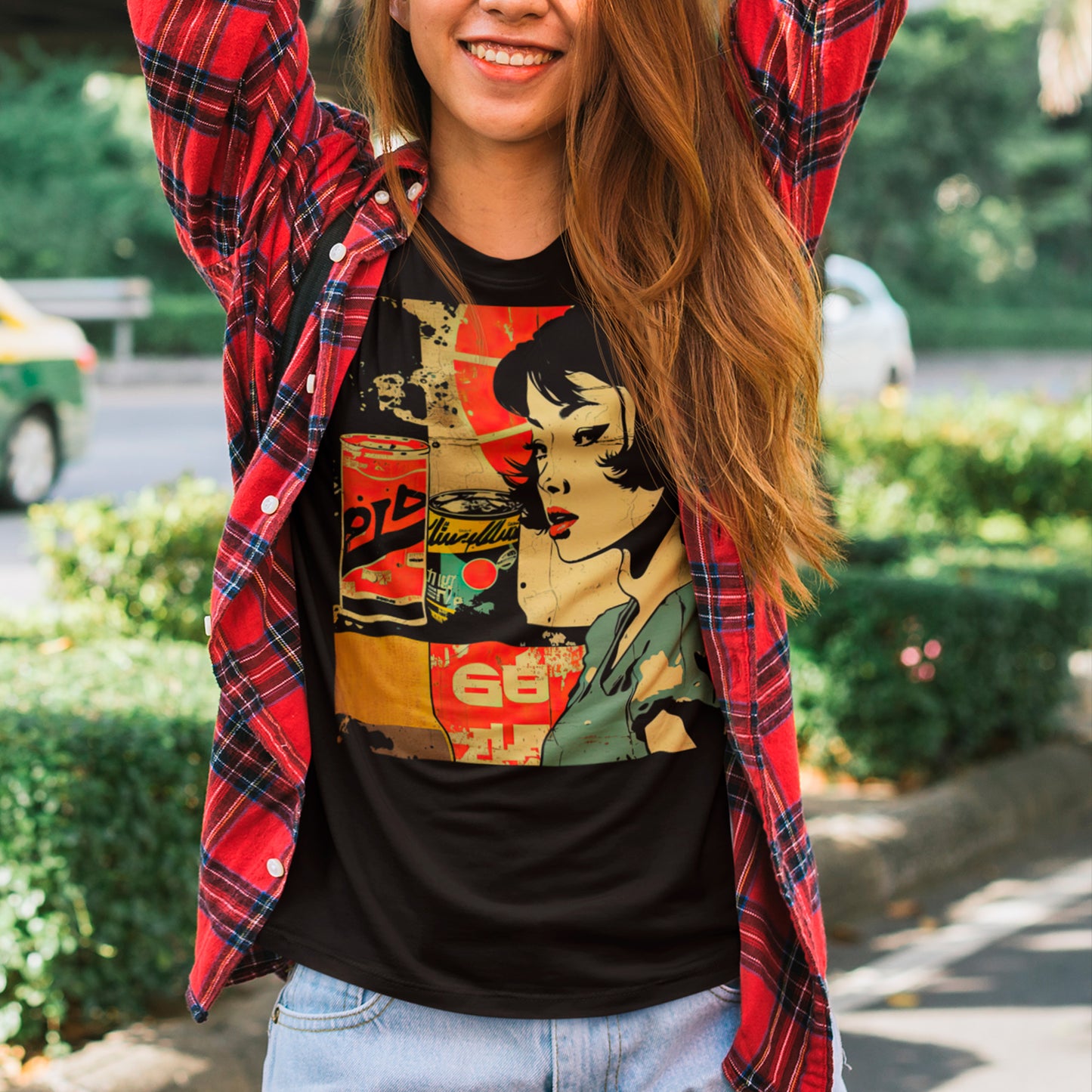 female model wearing Geisha Grunge Unisex t-shirt