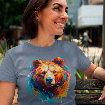 female model wearing Chromatic Roam Unisex organic cotton t-shirt