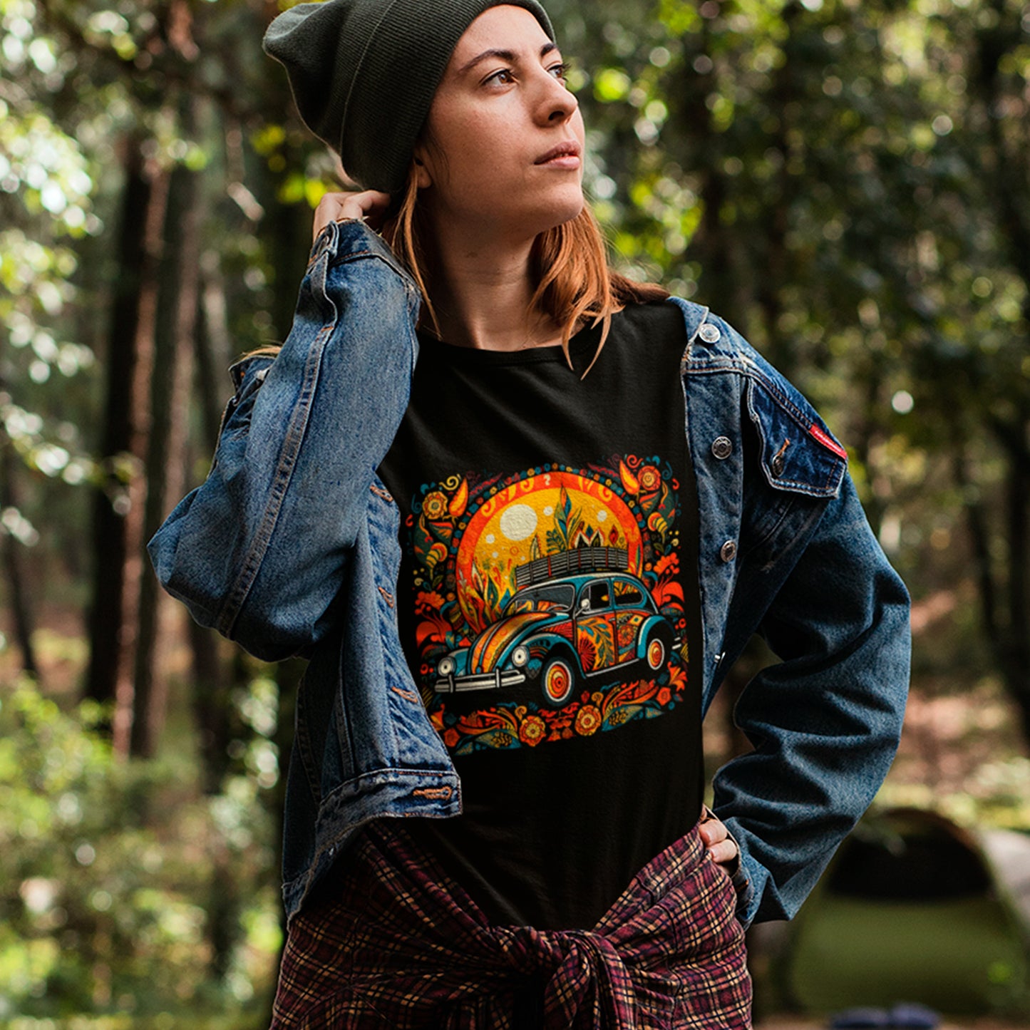 Ethereal Voyage Unisex organic cotton t-shirt worn by female model outdoors