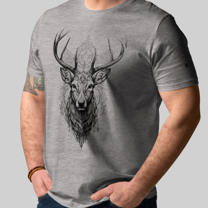 male model wearing heather grey Ivory Guard Unisex organic cotton t-shirt