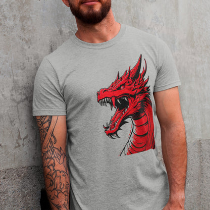 male model wearing athletic heather Blazing Fury Unisex t-shirt