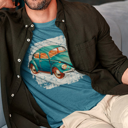 male model wearing heather deep teal Beetle Precision Unisex t-shirt