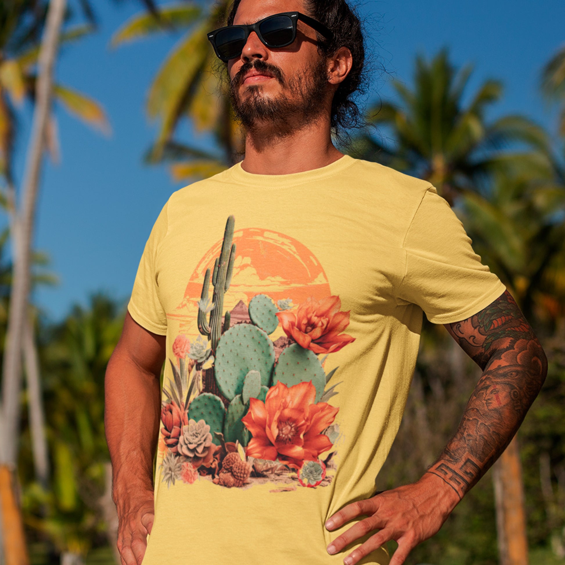 male model wearing yellow Against All Odds Unisex t-shirt