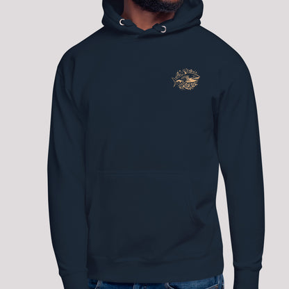 navy Ka Manō Premium Hoodie | Cotton Heritage worn by model