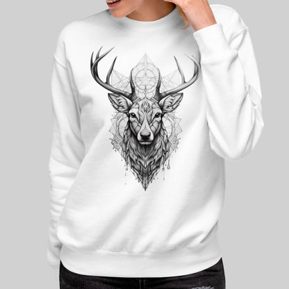 female model wearing white Ivory Guard Unisex Premium Sweatshirt