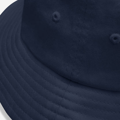 detail closeup on navy Ka Manō Vintage Embroidered Bucket Hat