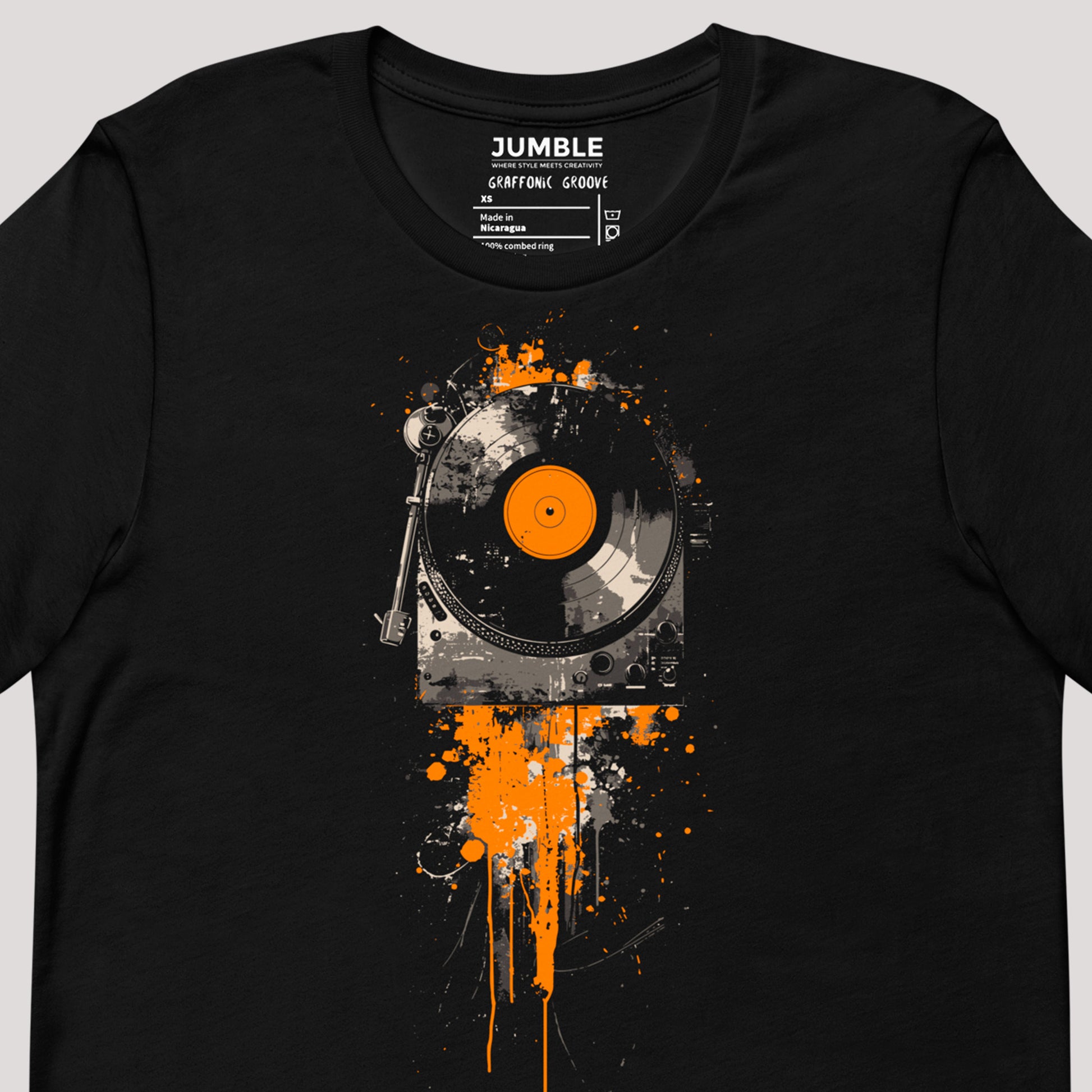 closeup of art on Graffonic Groove Unisex t-shirt