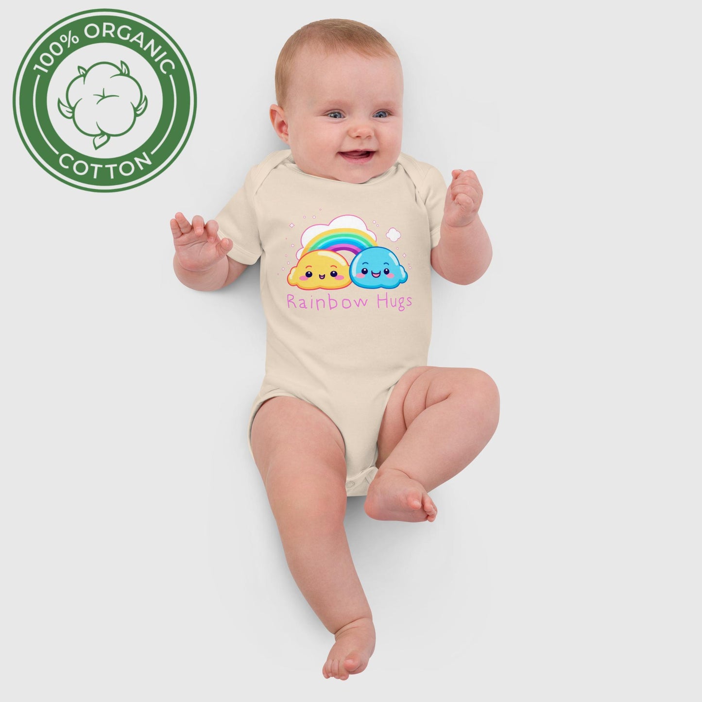 Rainbow Hugs Organic cotton baby bodysuit