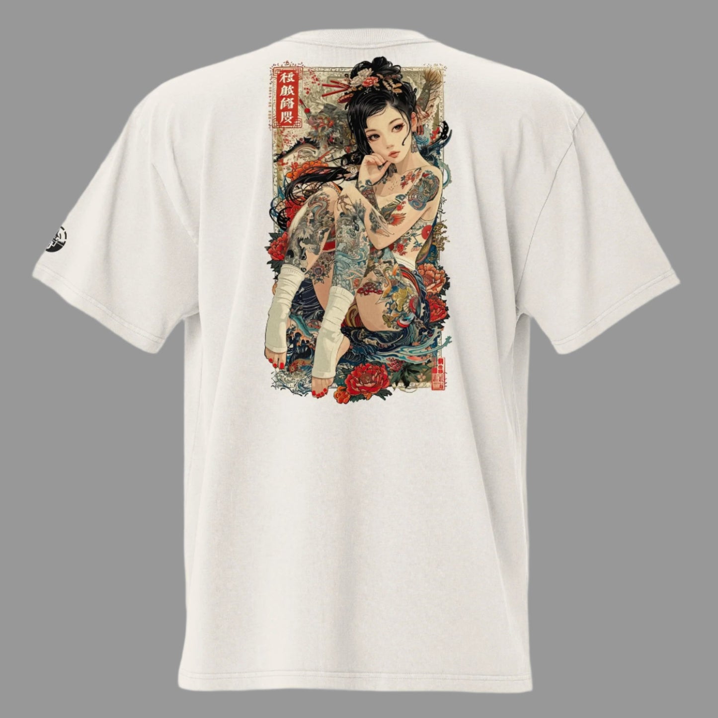 back of faded bone Irezumi Oversized faded t-shirt (back print)