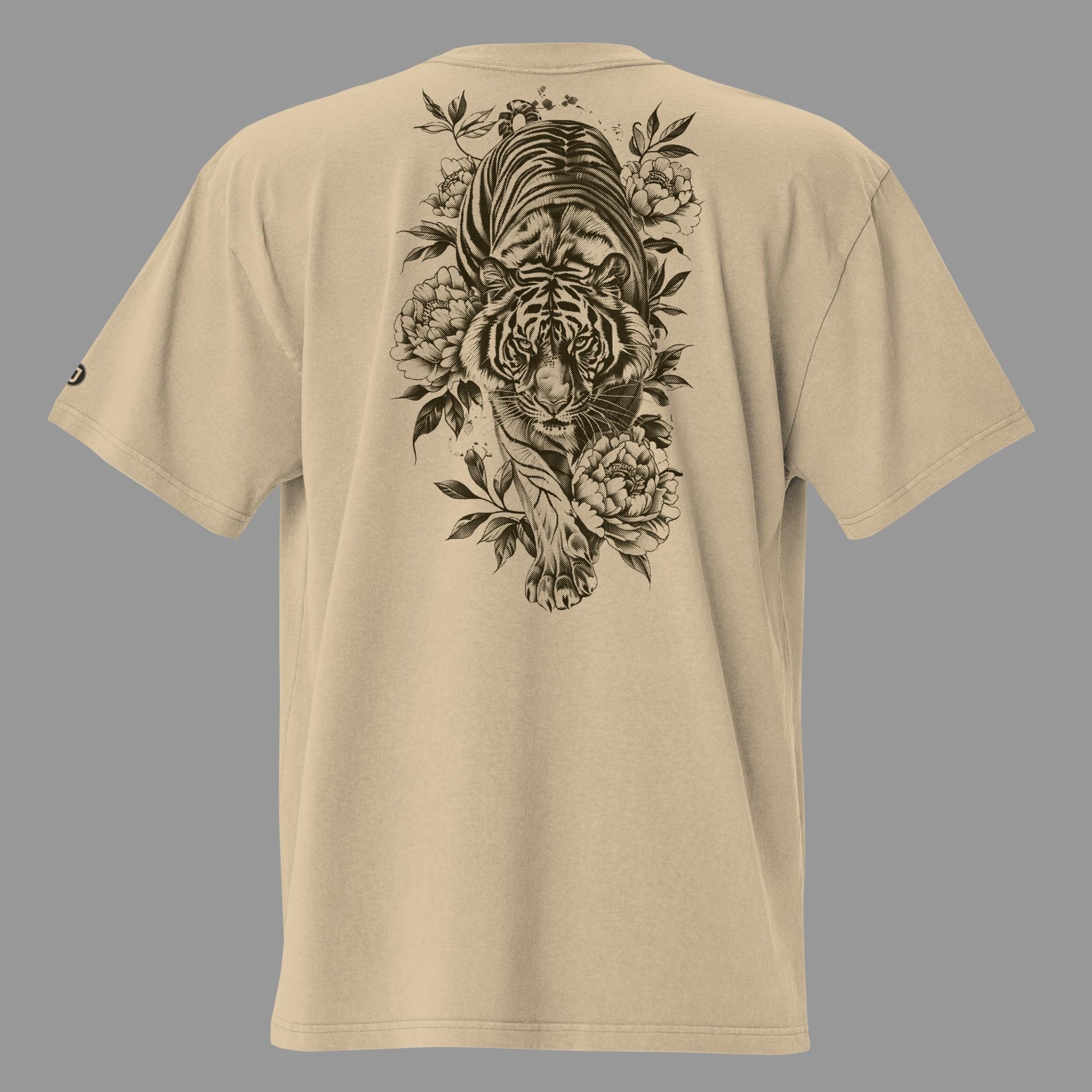 faded khaki Savage Bloom Oversized faded t-shirt (back print)