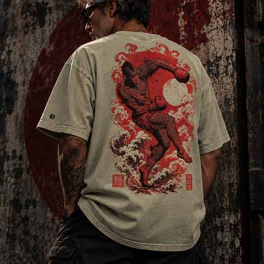 Nak Muay Men's Oversized Faded T-Shirt (back print) | AS Colour
