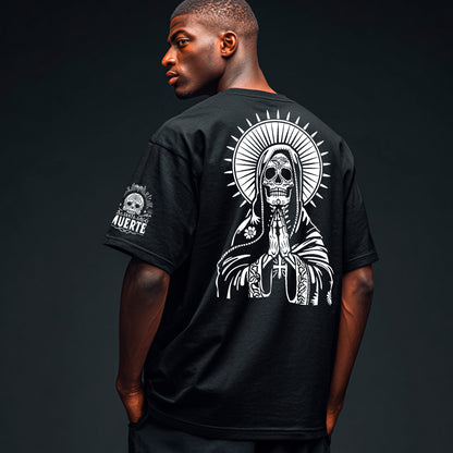 Santa Muerte Men’s Boxy Heavyweight T-Shirt (back print)