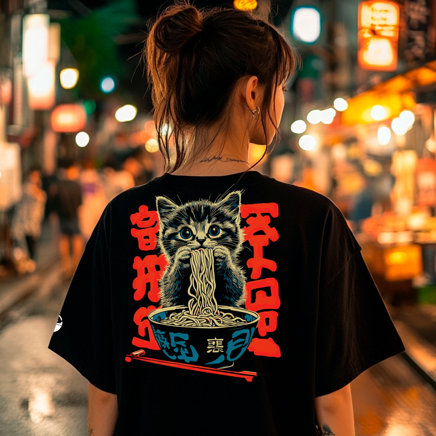 Neko Noodles Men’s Boxy Heavyweight T-Shirt (Back Print)