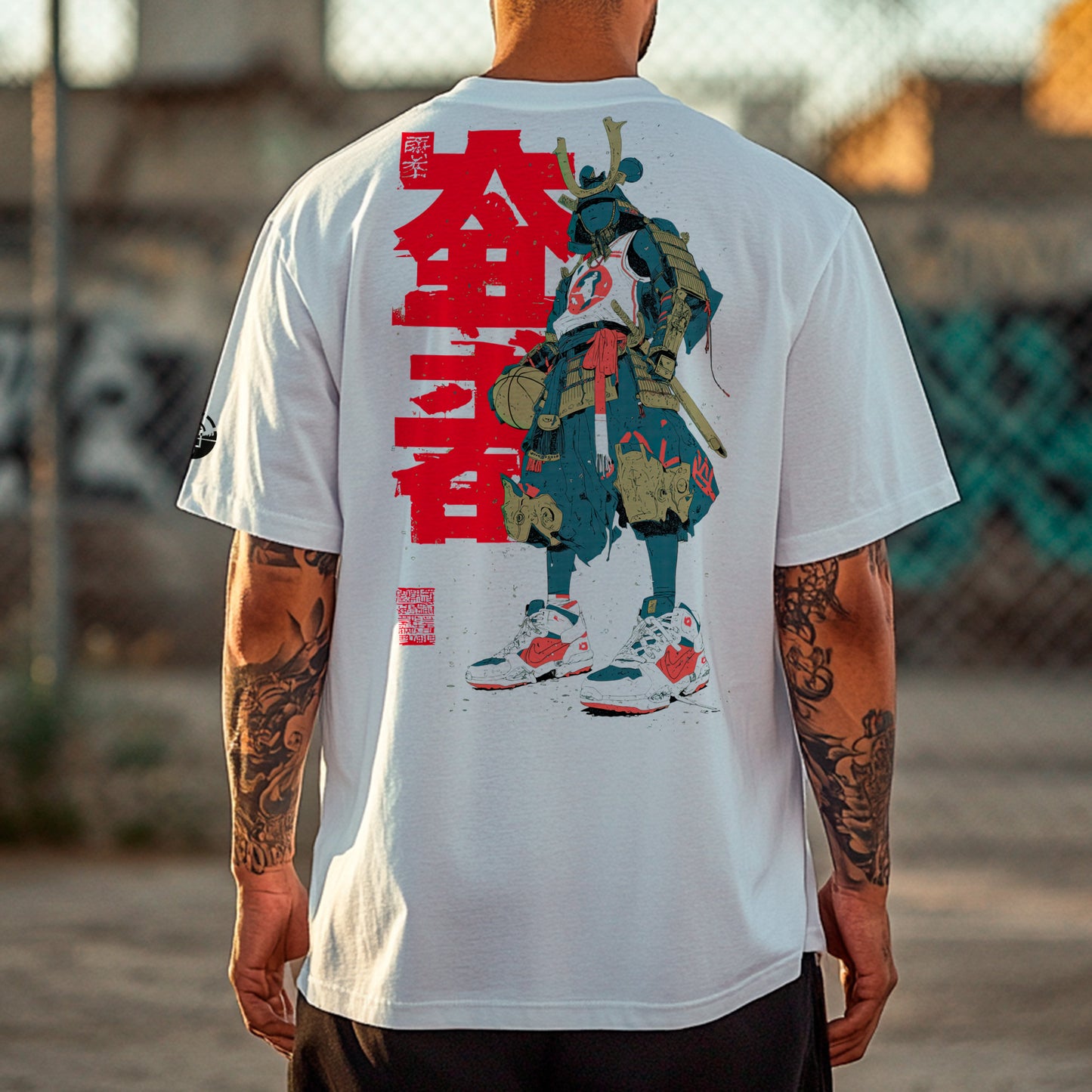 Shogun Dunk Men’s Boxy Heavyweight T-Shirt (Back Print)