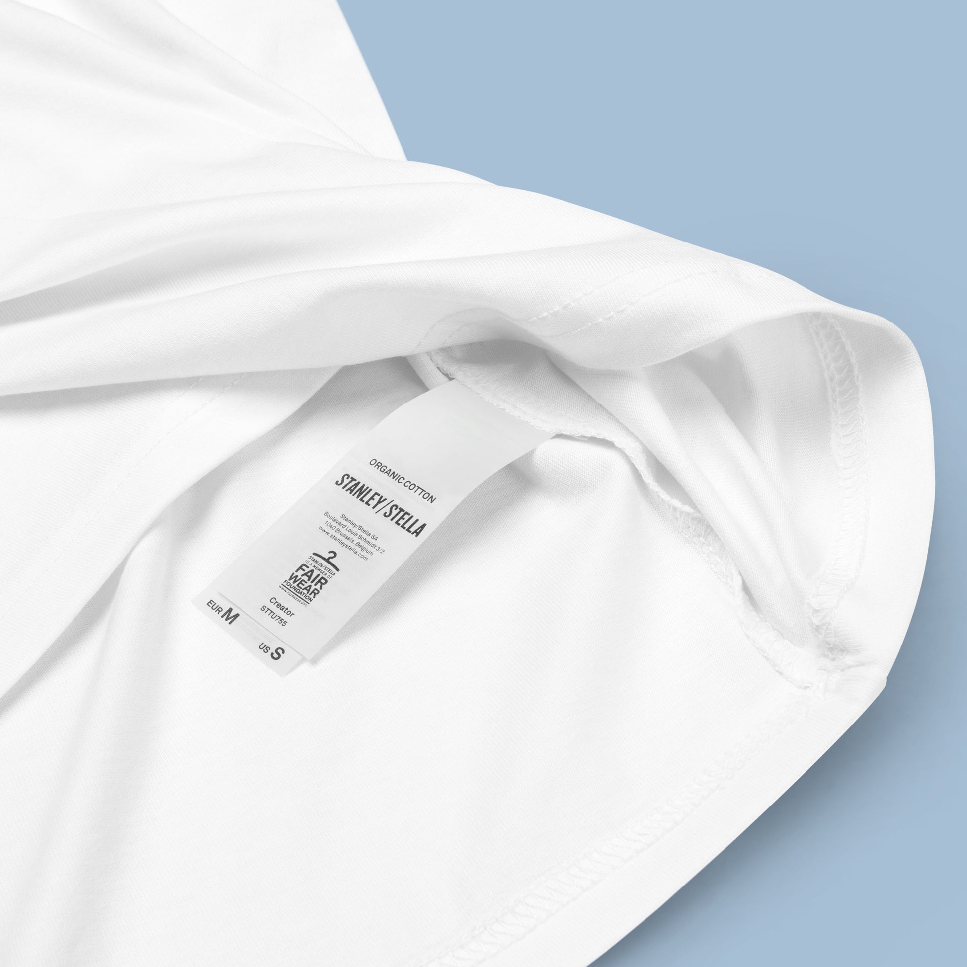 close up of organic cotton label on Tokyo Princess Unisex organic cotton t-shirt- in white