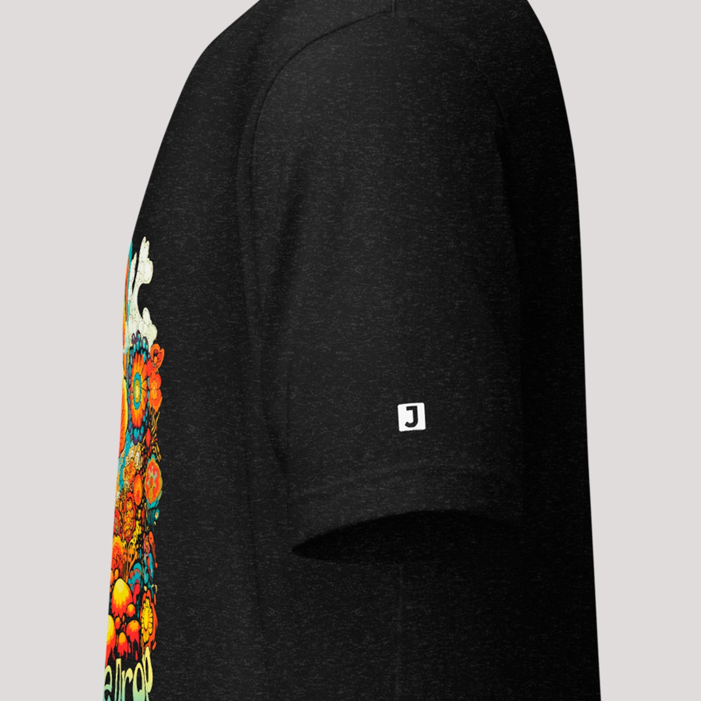sleeve logo on Double Drop Unisex t-shirt- in black heather