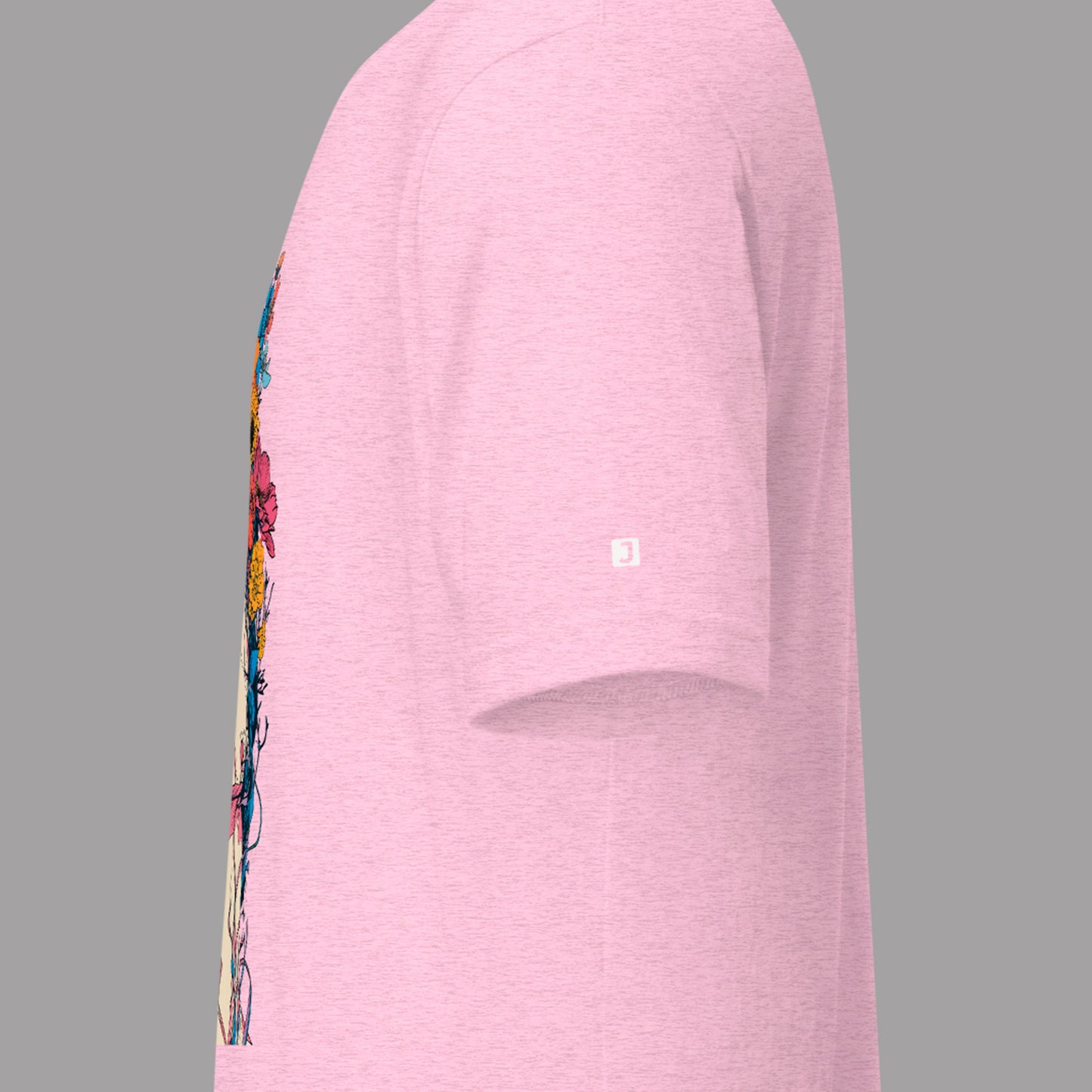 left sleeve logo on heather prism lilac Creeping Beauty Unisex t-shirt