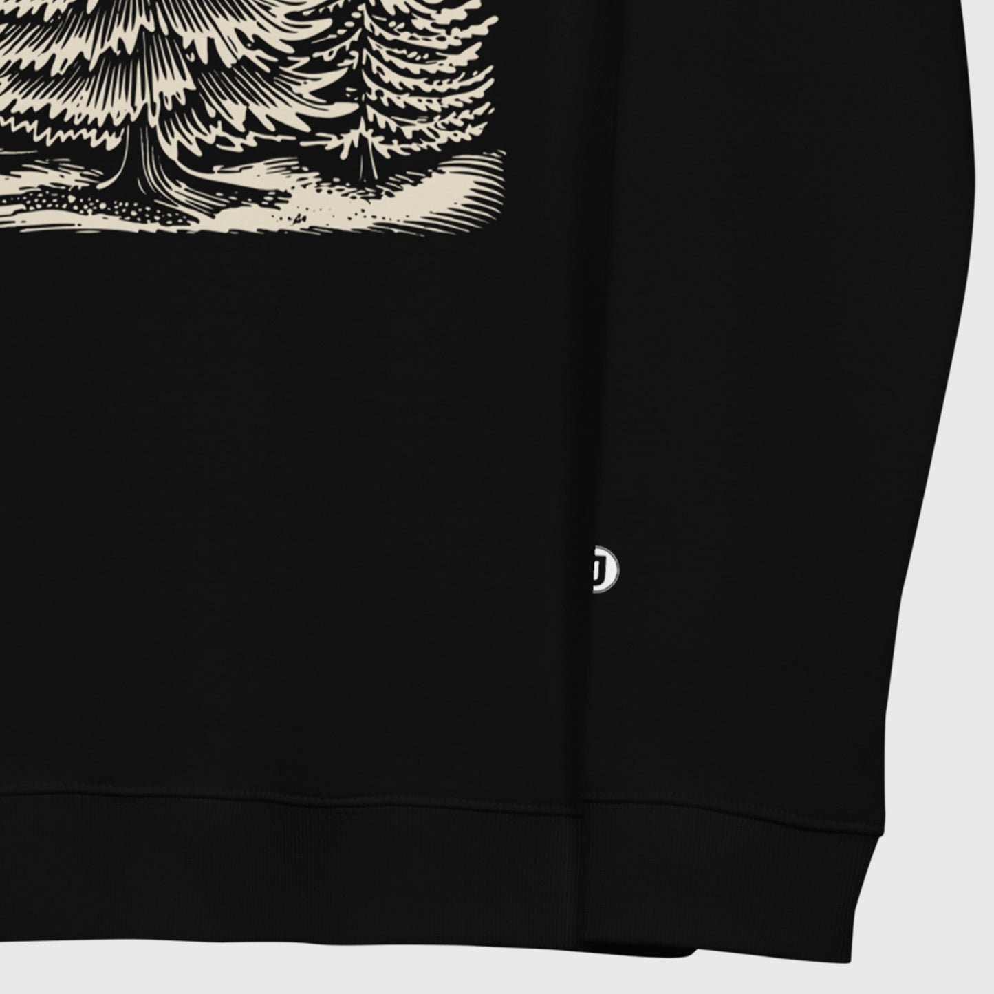 left sleeve detail on Chiaroscuro Christmas Unisex organic raglan sweatshirt