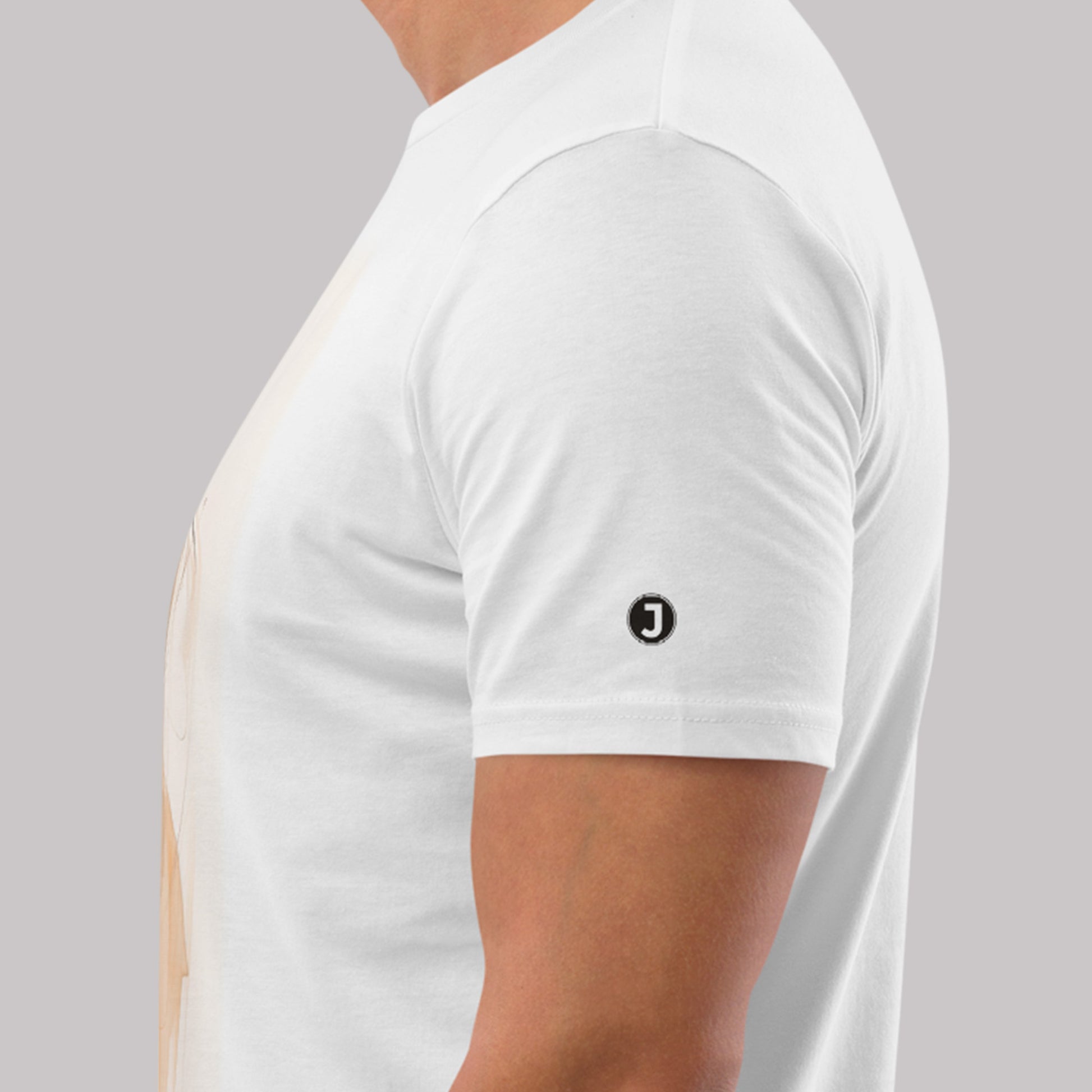 logo on left sleeve of Serene Equine Unisex organic cotton t-shirt