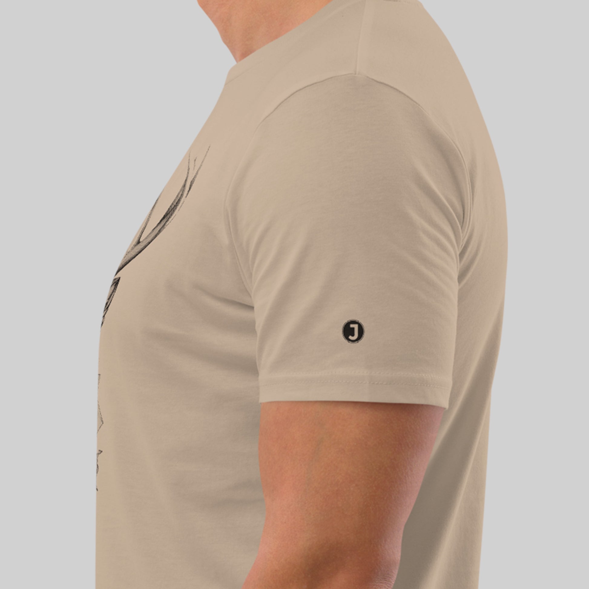 left arm logo on desert dust Ivory Guard Unisex organic cotton t-shirt