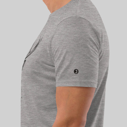 left arm logo on heather grey Ivory Guard Unisex organic cotton t-shirt