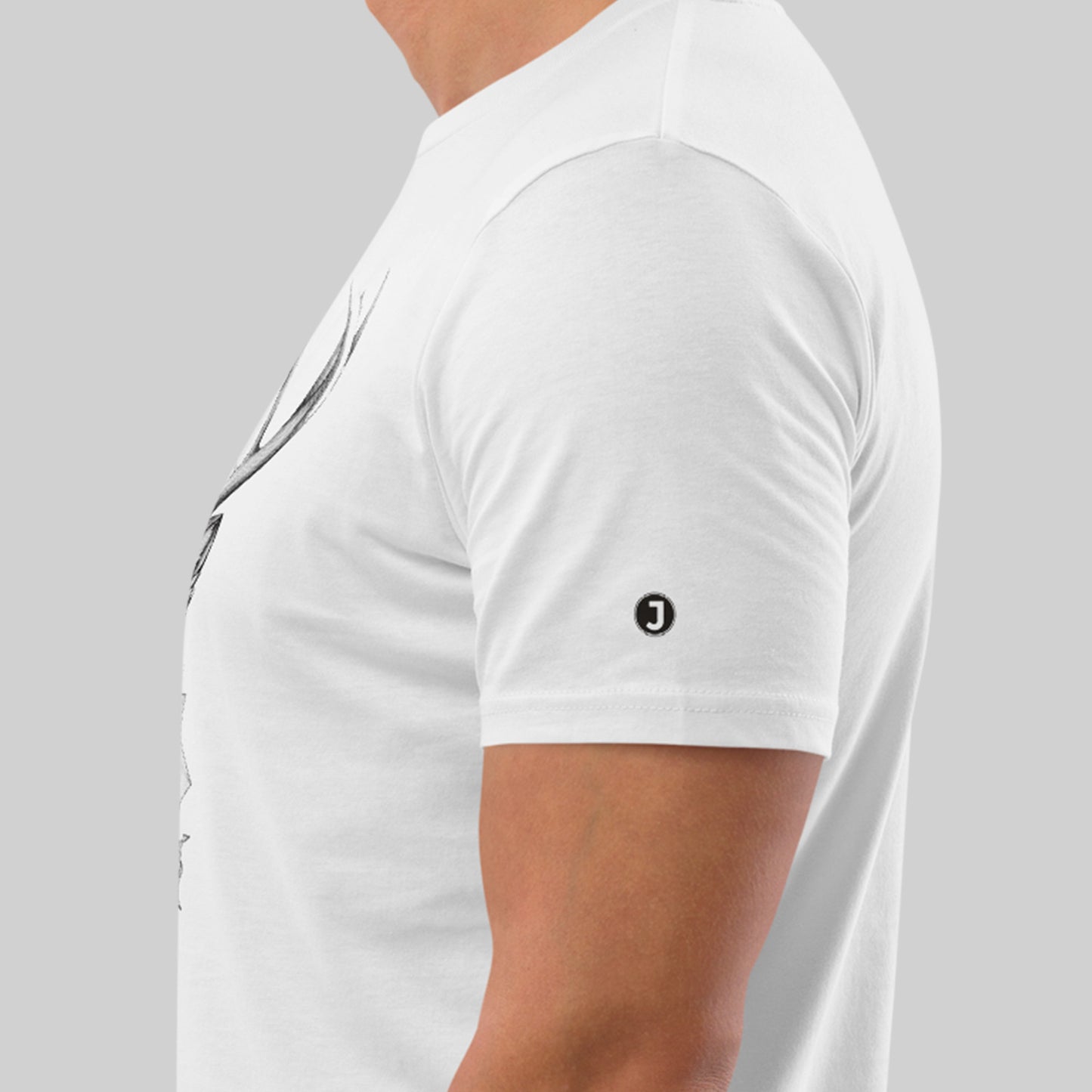 left arm logo on white Ivory Guard Unisex organic cotton t-shirt