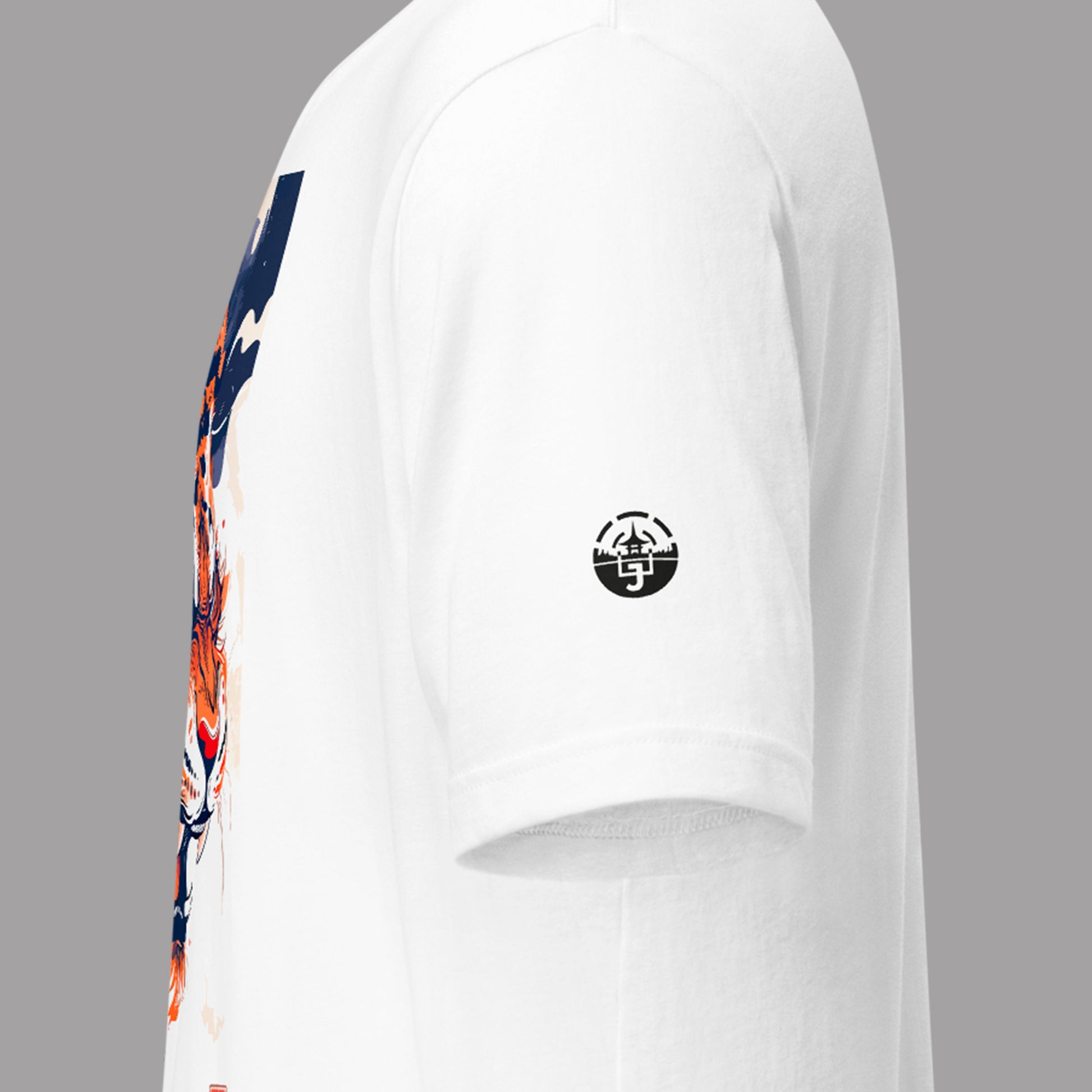 sleeve logo on a Bakuhatsu Byakko Unisex t-shirt