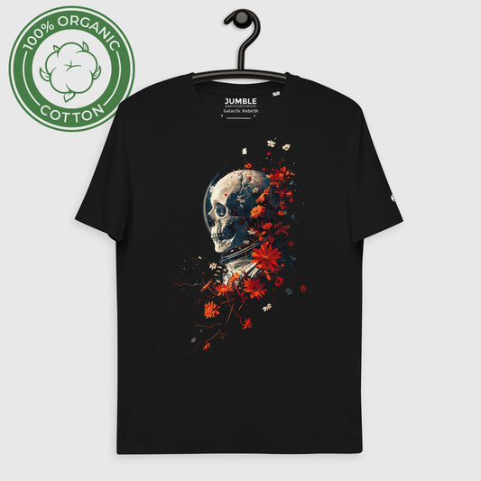 Galactic Rebirth Unisex organic cotton t-shirt on a hanger