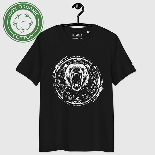 black Primordial Power Premium Unisex organic cotton t-shirt on hanger