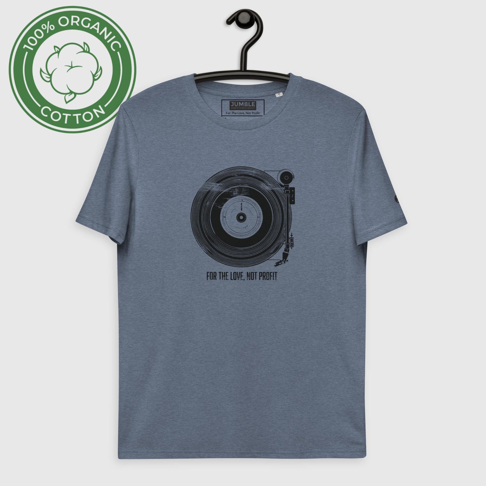For The Love Unisex organic cotton t-shirt- dark heather blue- On Hanger