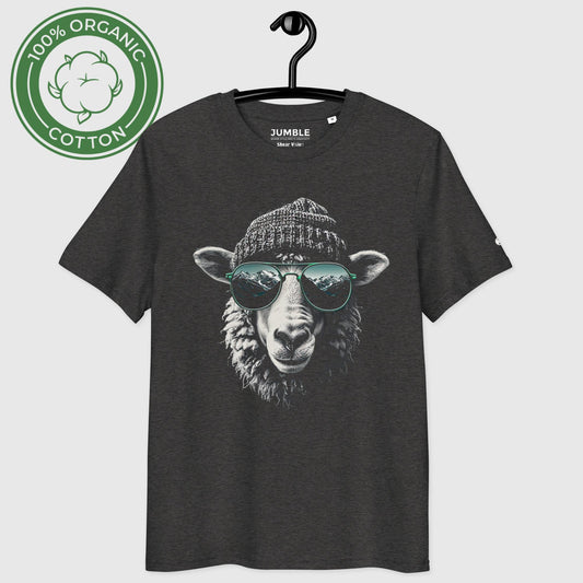 drakheather grey Shear vision Premium Unisex organic cotton t-shirt on a hanger
