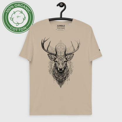 desert dust Ivory Guard Unisex organic cotton t-shirt displayed on a hanger