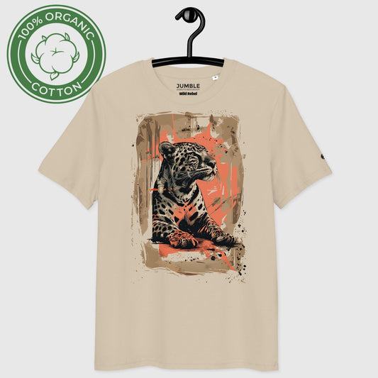 Wild Rebel Premium Unisex organic cotton t-shirt displayed on a hanger
