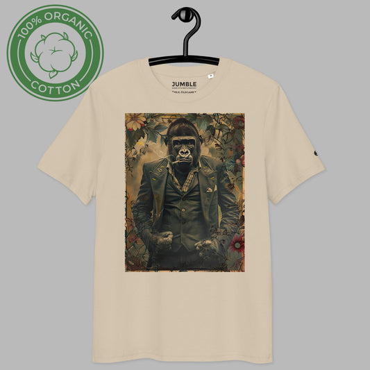 desert dust Thug Elegance Premium Unisex organic cotton t-shirt on a hanger
