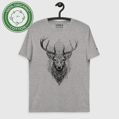 heather grey Ivory Guard Unisex organic cotton t-shirt displayed on a hanger