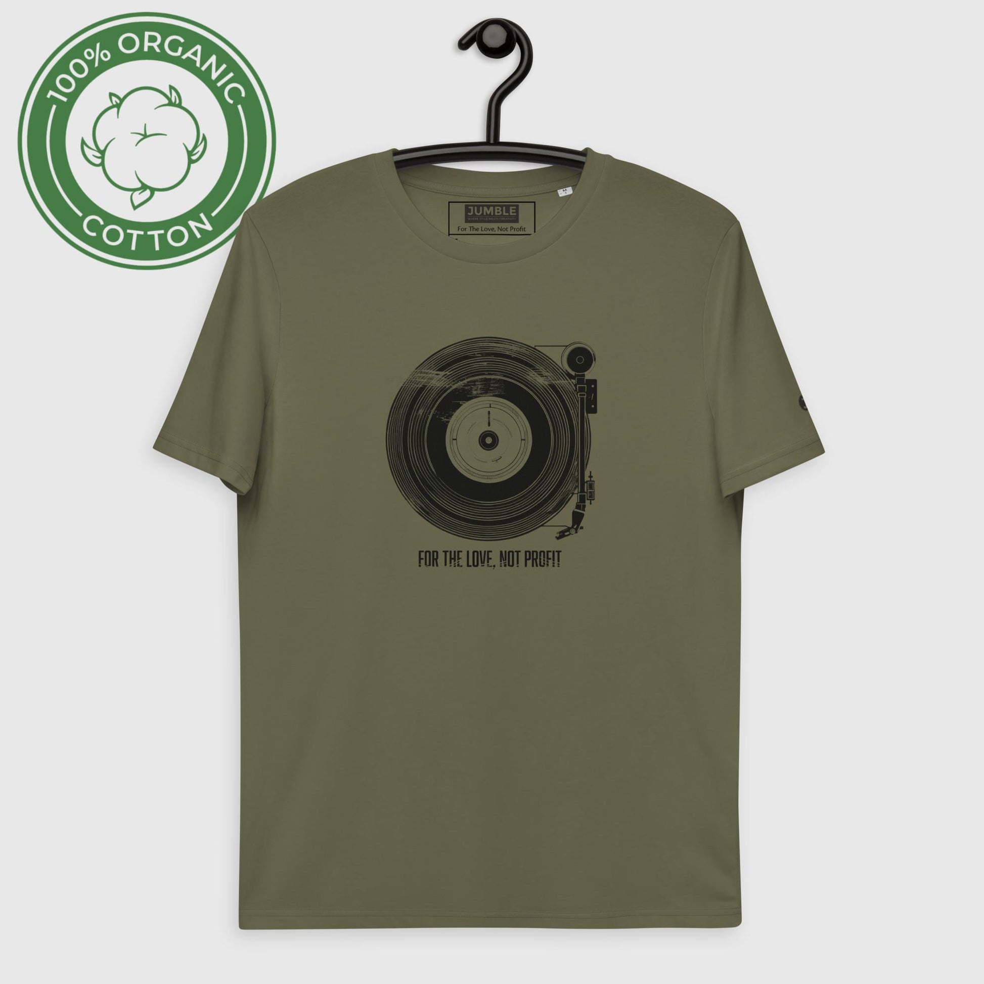 For The Love Unisex organic cotton t-shirt- khaki- On Hanger
