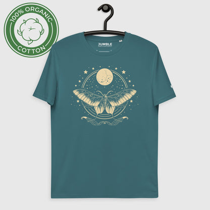 stargazer Luna Glow Unisex organic cotton t-shirt displayed on a hanger