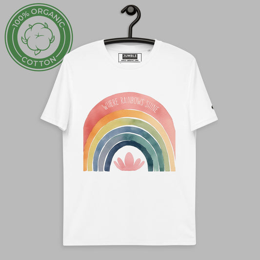 Where Rainbows Shine Unisex-T-Shirt aus Bio-Baumwolle