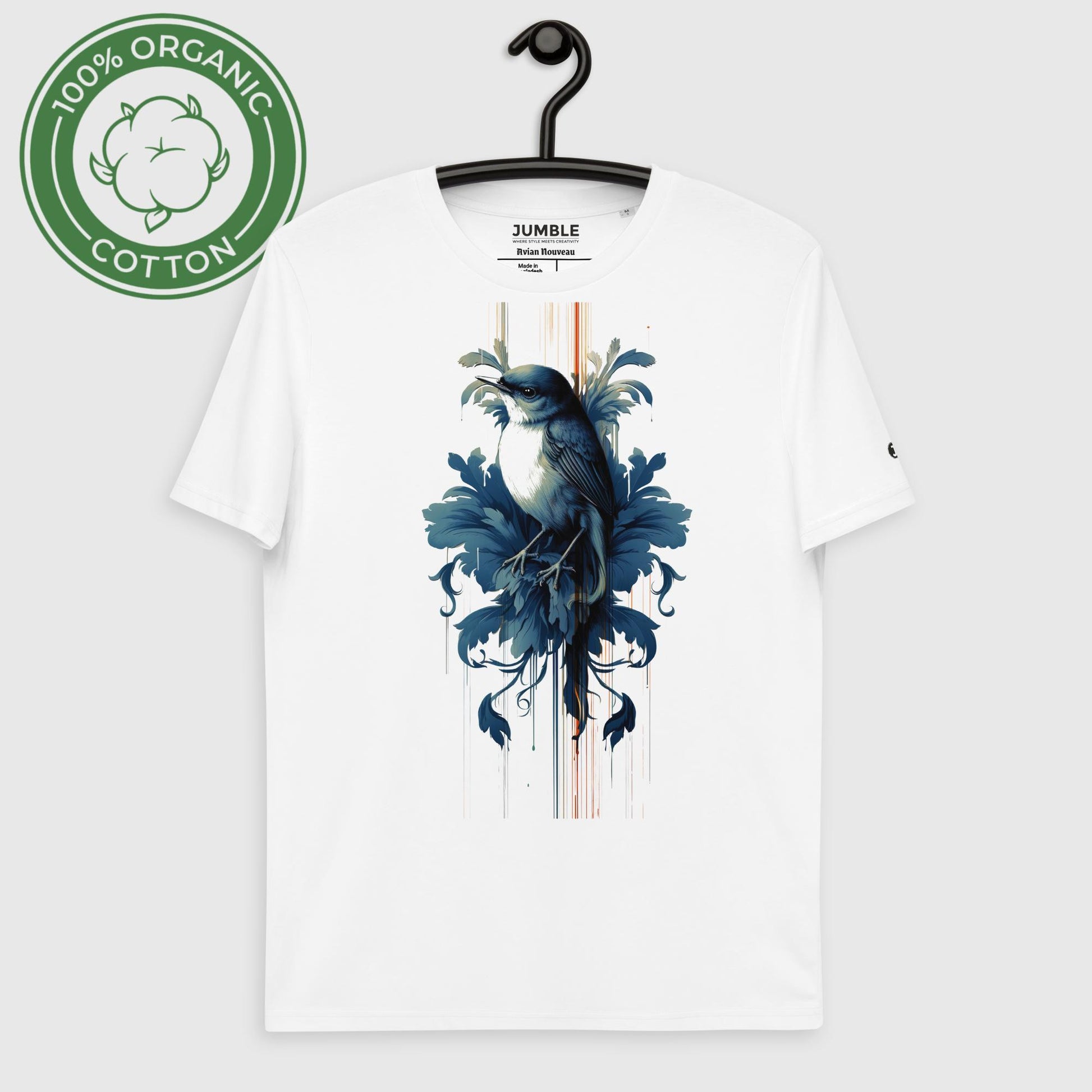  Unisex Organic Cotton T-Shirt on hanger- White