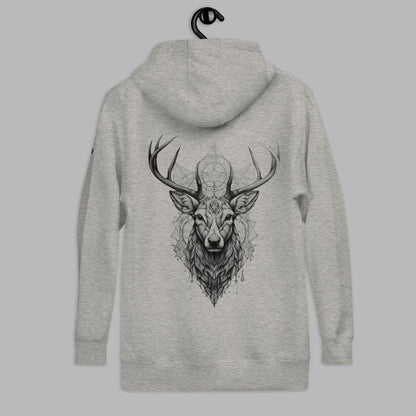 carbon grey Ivory Guard Unisex Premium Hoodie | Cotton Heritage displayed on a hanger