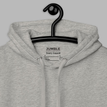 closeup of hood on carbon grey Ivory Guard Unisex Premium Hoodie | Cotton Heritage