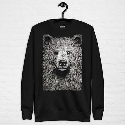 Kodiak Bale Unisex Premium Sweatshirt displayed on a hanger