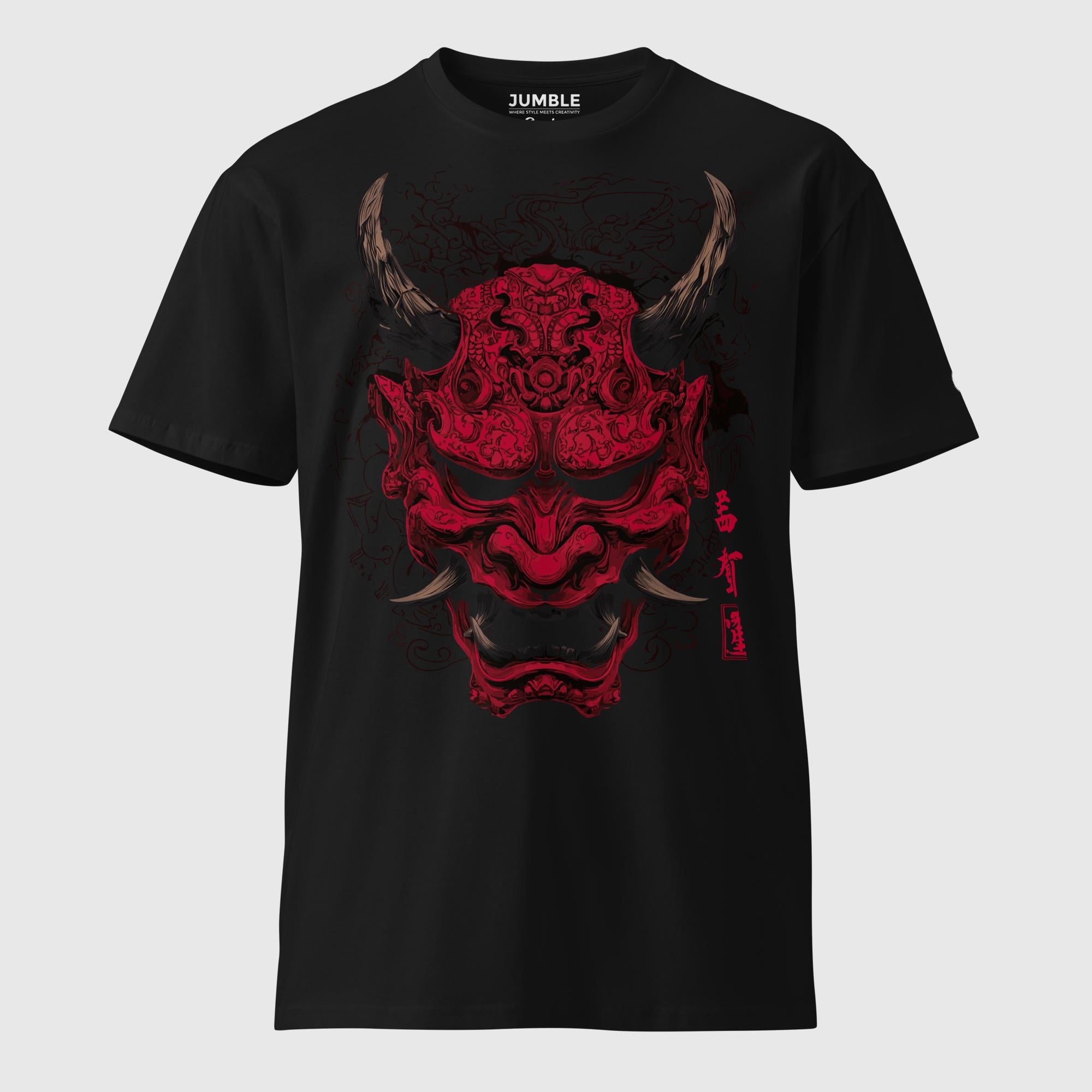 Oni no Noroi Premium T-Shirt | Soft Cotton Japanese Demon Mask Tee – Jumble
