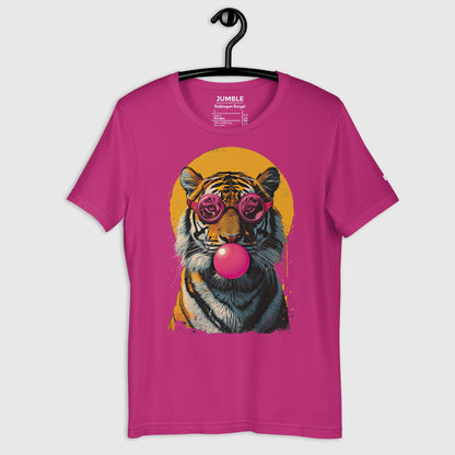 Bubblegum Bengal Unisex t-shirt displayed on a hanger